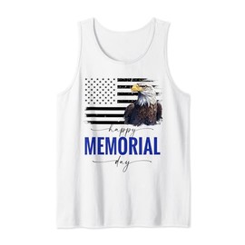 Happy Memorial Day Shirt USA Flag American Proud Eagle Tank Top