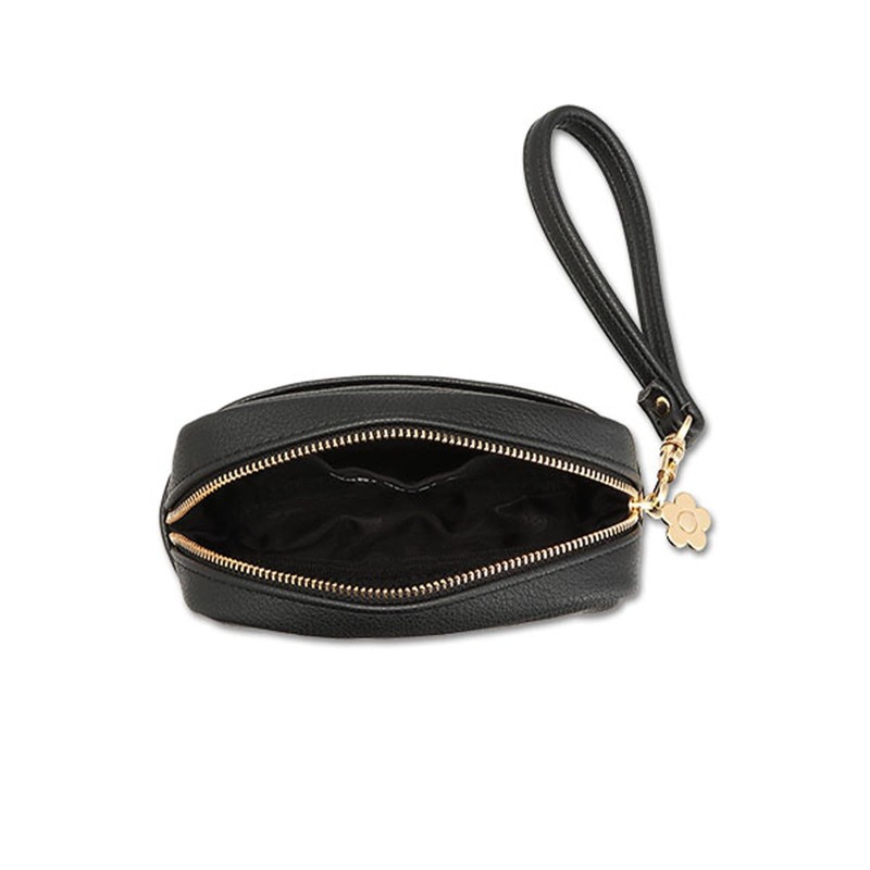 Mariqwant Enamel Icon Daisy Patch, Minimalist Pouch, Black, One Size