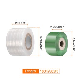 HARFINGTON 4 Rolls Fruit Tree Grafting Tape 2.5CM 3CM Width 100M Length PE Stretchable Garden Grafting Tool Plants Self Adhesive Floristry Film for Floral Tree and Poly Budding, Green White