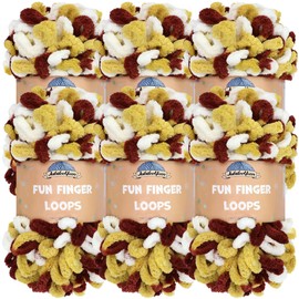 JubileeYarn Fun Finger Loops Yarn - Jumbo Polyester - 100g/Skein - Maroon Gold White - 6 Skeins