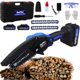 ZanGe Mini Chainsaw, Upgraded 4" Cordless Electric Chainsaw with 2 Rechargeable Batteries, 21V Portable Chain Saw with LED Light & Safety Lock, Mini Chainsaw Cordless for Tree Trimming Wood Cutting