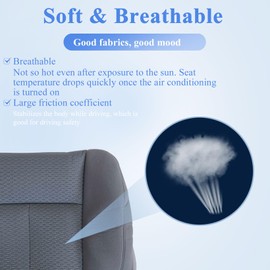 NLQR Driver and Passenger Side Bottom Replacement Seat Covers Colth Steel Gary Compatible with Ford F150 2011 2012 2013 2014