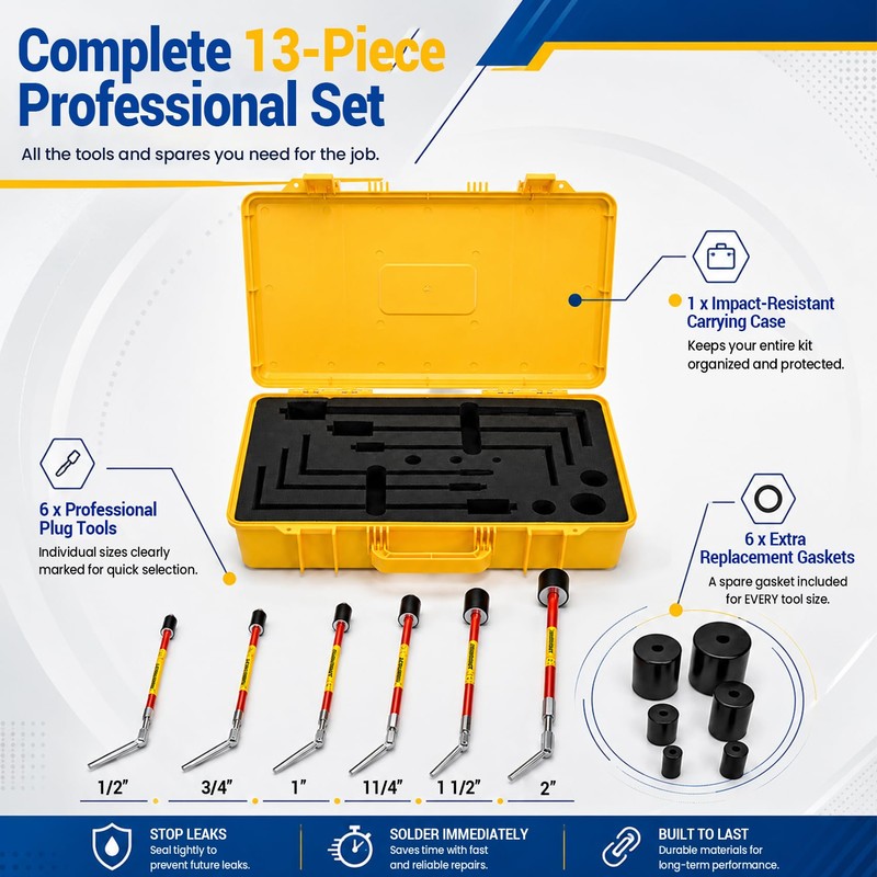 Plumbing Plug Tool Kit, 6PCS Water Pipe Stopper for 1/2"