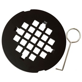 4-1/4" Snap-in Shower Drain Cover 304 Stainless Steel Round Replacement Floor Drain Cover, Drain Strainer, Lattic,with Hook(Matt Black)