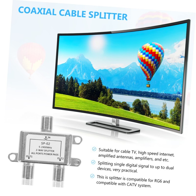 FUNOMOCYA Splitter Tv Antenna Cable Power Divider Signal Splitter Accessory