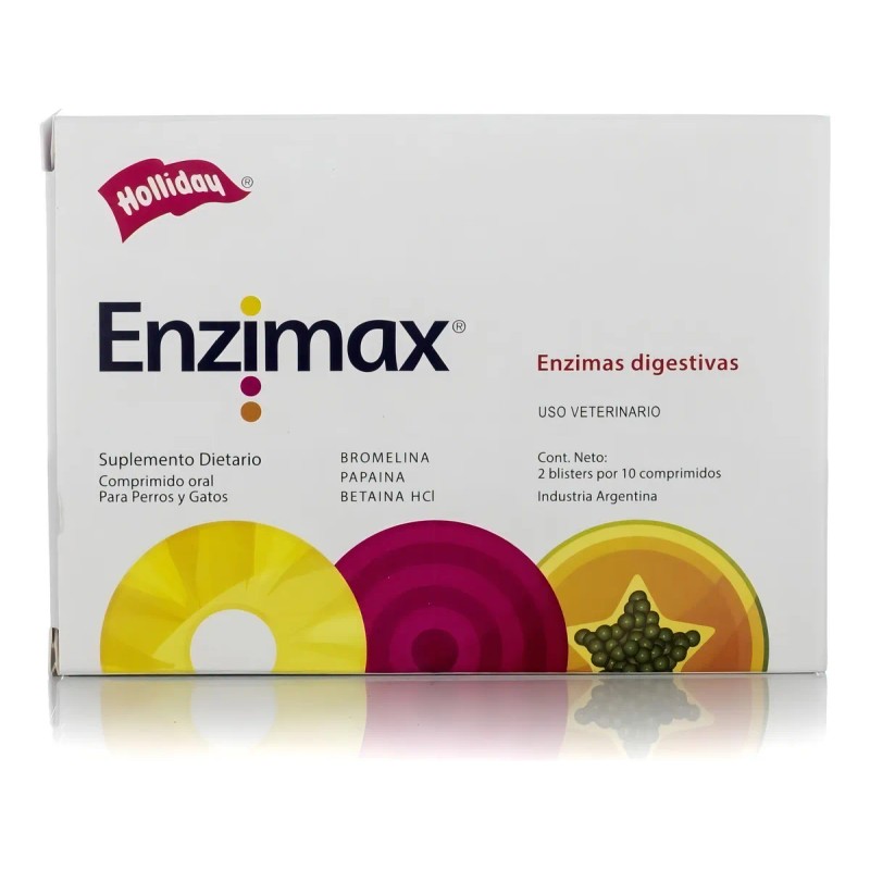Enzimax Holliday 20 Tabs Enzimas Digestivas Perro Gato