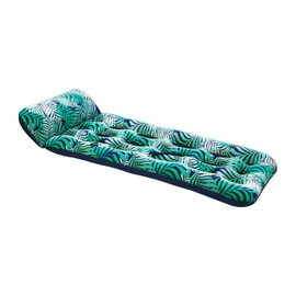 Aqua Contour Cooling Pool Float Lounge – 18-Pocket, Inflatable Pool Floats for Adults – Teal Ferns