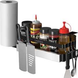 Geesta Upgraded Griddle Caddy for Blackstone 28"/36" Griddles/Weber Grill/Prep Cart, BBQ Grill Accessories Space Saver with Magnetic Tool Holder & Paper Towel Holder