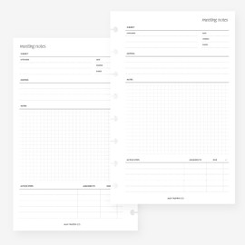 Half Letter Meeting Notes Planner Insert 8-Disc Agenda Refill for Levenger Circa Junior, Arc by Staples, TUL Junior 5.5 x 8.5 in