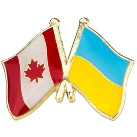 Canada Canadian & Ukraine Ukrainian Friendship National Flag Metal Enamel Pin Badge