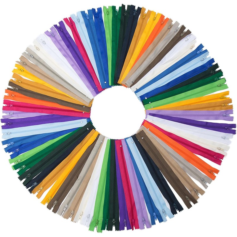 YAKA 60pcs 9 Inch Nylon Coil Zippers Sewing Zippers Bulk