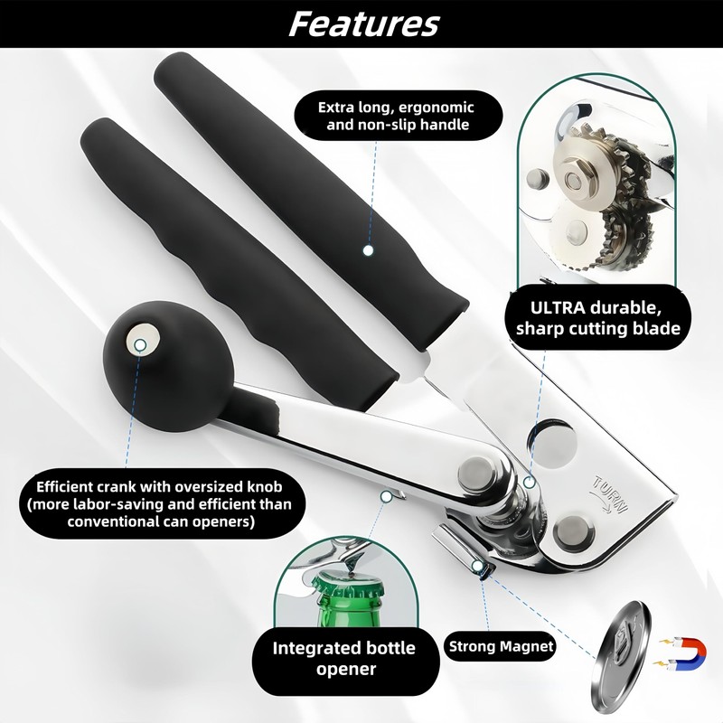 Commercial Can Opener, Hand Crank Can Opener Manual Heavy Duty
