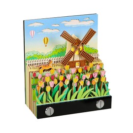 SIWEME 3D Memo Pad, Windmill 3D Notepad Paper Carving Non-Stick Sticky Notes Cute Silhouette, 3D Art Memo Pad Paper Art with Lights DIY Desk Decoration Gift
