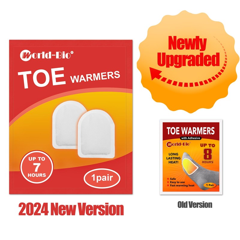 WORLD-BIO Toe Warmers with Adheasive - Long Lasting Safe Natural
