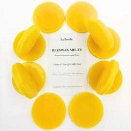 La Boulle Focus & Energy Beeswax Wax Melts – 12 Natural Aromatherapy Discs – Peppermint, Spearmint, Lemon & Rosemary Essential Oils – Handmade in UK