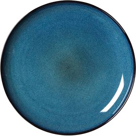 Ritzenhoff & Breker Bali Dinner Plate, 28 cm, Round Plate with Brown Rim, Scandinavian Design with Reactive Glaze, Stoneware, Blue
