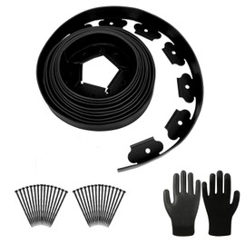 33 FT/10 M No Dig Landscape Edging 2 Inch/ 5CM Tall with 40-Pcs Spiral Nylon Anchoring Spikes and Gloves, Plastic Garden Edging Border for DIY Garden,Grass,Lawn Edging,Yard (33 FT)
