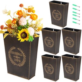 Biugaaufai 6 Pack Metal Wall Planter, Country Hanging Wall Vase Box, Galvanized Wall Plant Holder, Metal Wall Flowers Holder for Country, Bathroom, Rustic Party, Office, Wedding and Home Wall Decor