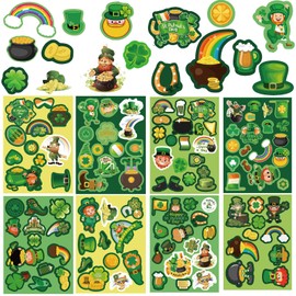 FANOST 330PCS St. Patrick's Day Stickers for Kids, Green Shamrock Stickers Four-Leaf Clover Stickers for Boys Girls Scrapbooking Bottle Water, St. Patrick's Day Self-Adhesive Stickers for Party Favors