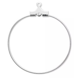 Platinum Beading Hoop, 10 Silver Plated Brass 30mm Round Beading Hoops with Loop