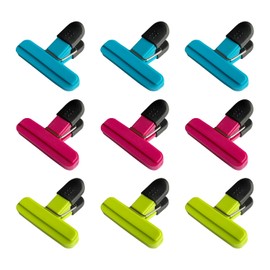 YUREMEEY Sealing Clips, 9 Pieces Colour Bag Clips, Plastic Sealing Clips, Sealing Clips, Bag Clips, Food Clips, Bag Clips, for Packaging Keeping Fresh