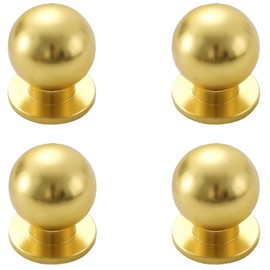 Kelier 25MM Round Ball Cabinet Knobs, [4 Pack] Antique Brushed Gold Brass Ball Knobs for Cabinets/Dresser/Kitchen, Round Gold