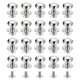 sourcing map 12mm Ball Head Stud Rivets Screw Back, 20Pack Round Head Button Nipple Rivet for DIY Leather Craft Handbag Belt, Silver Tone