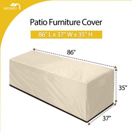 HDCAXKJ Patio Furniture Covers Waterproof Outdoor Furniture Protector with Bottom Zipper Seal Patio Chair Covers Outdoor Couch Sectional Set Loveseat Sofa Protector (Beige, 86"Lx37"Wx35"H)