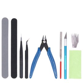 SCGEHA 3D Printer, Photoforming, Support Material Removal, Deburring, Tool Set, 2 Types of Nippers, 3 Types of Files, Cutter, Replacement Blade, Cloth