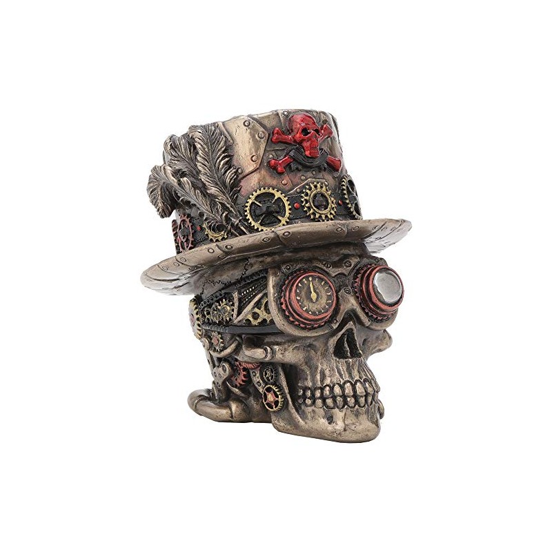 Nemesis Now Steampunk Clockwork Baron Skull Figurine Ornament, Bronze, 11cm