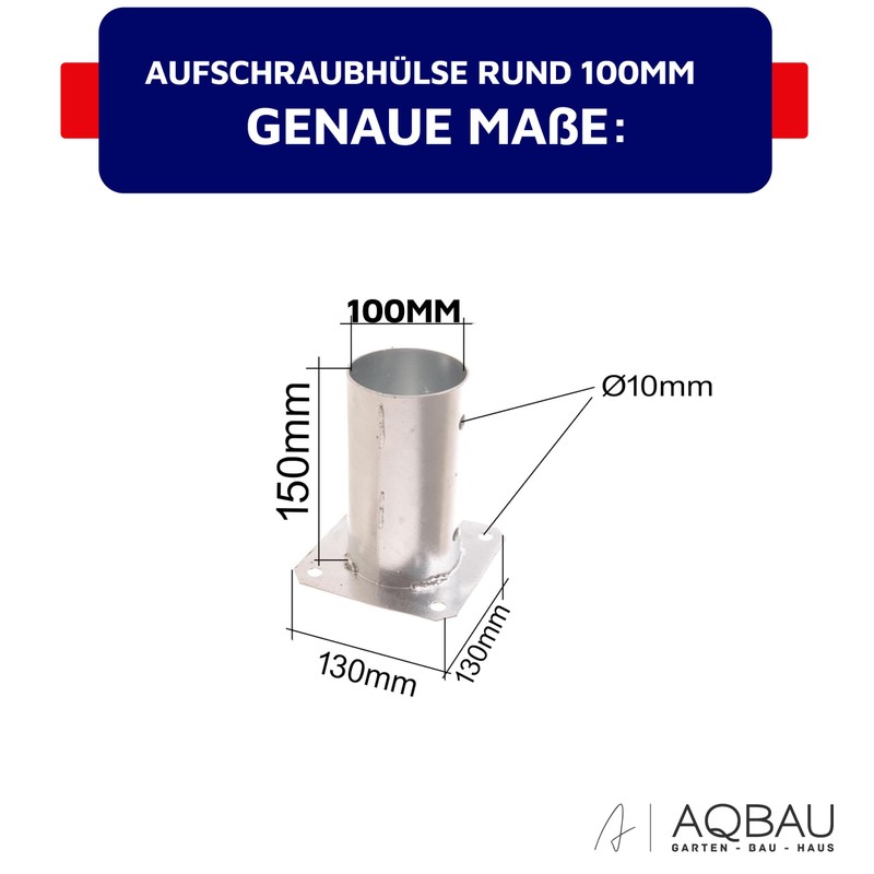 Aqbau® Screw-On Sleeve Round 100 mm Impact Sleeve Impact Ground