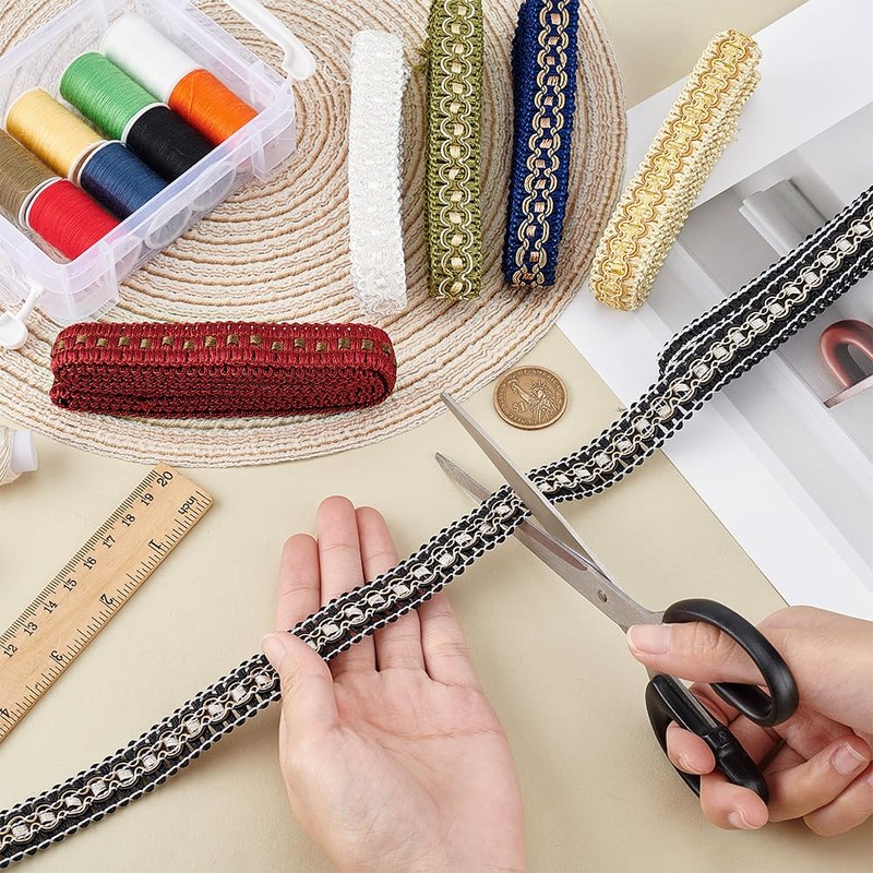 PH PandaHall 12 Yards 6 Colours Gimp Braid Trim, 3/4