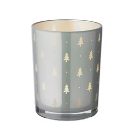 EDZARD Tani Lantern Height 13 cm, Diameter 10 cm, Fir Motif, Grey