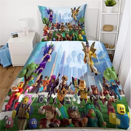 Ruiqieor Bed Linen 135 x 200 cm, Boys' 3-Piece Bed Linen Set, Girls Duvet Cover with Zip, 3D Bed Linen, Children's Bed Linen, 100% Microfibre, 3D Digital Print (#07)