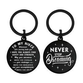 Gifts for Niece - Niece Never Stop Dreaming Keyring - Niece Birthday Christmas Graduation Gifts for Women from Uncle Aunt