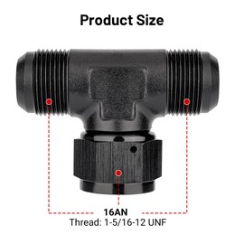 EVIL ENERGY 16AN Male Tee Fitting Adaptor with AN16 Female Swivel on Side Black
