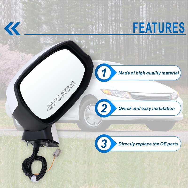 Lqito Right Passenger Side Mirror Compatible With 2012 2013 2014