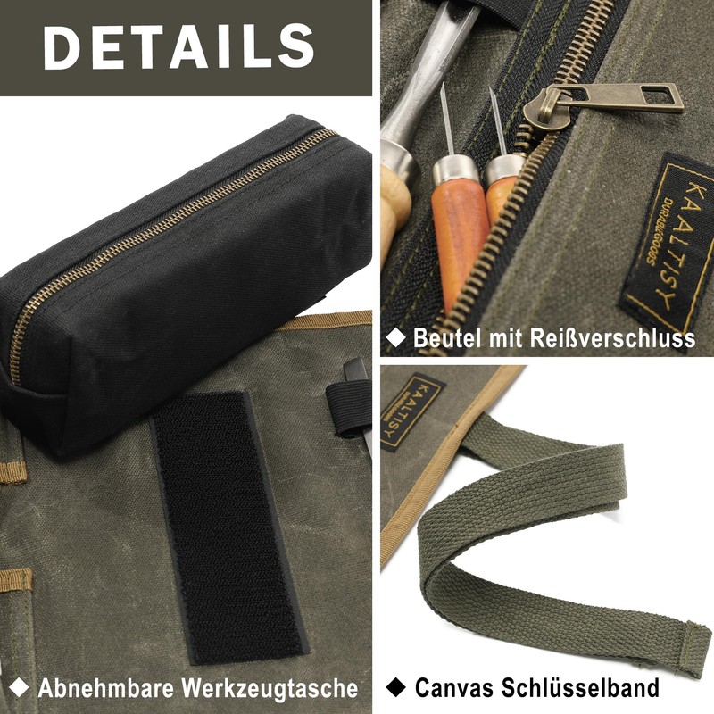 Tool Organisation Roll, Heavy Duty 16 oz Waxed Canvas Tool