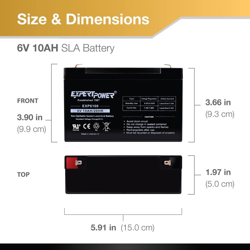 ExpertPower®6V 10Ah SLA Rechargeable Battery / 2 Pack