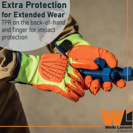 WELLS LAMONT INDUSTRIAL Impact Sandy Nitrile Palm Work Glove (L, 1 Pair) | 13 Gauge - Metal Handling, Manufacturing, Construction, Carpentry | ANSI Rated: Cut A5, Puncture 5, Abrasion 5, Impact 2