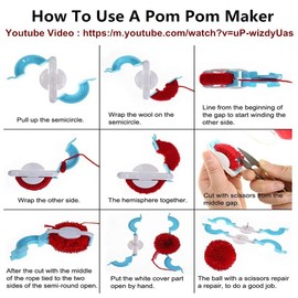 Pom pom Maker, 4 Sizes Pom-pom Maker Fluff Ball Weaver Needle Craft DIY Wool Knitting Craft Tool Set for Beginner (5)