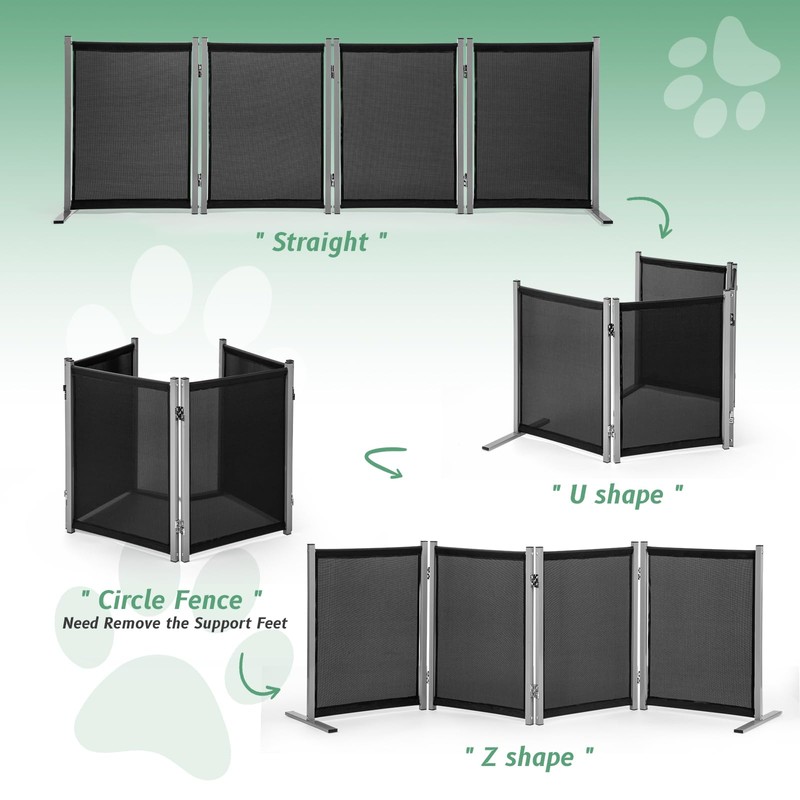 RANTILA 4 Panel Indoor Foldable Dog Fence Freestanding Dog Gate