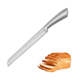 Brotmesser Wellenschliff,Ultrascharf Einteiliges Design Edelstahl-Brotmesser Brotmesser Klein, Rostfreier Edelstahl, 20 cm Klinge, Spülmaschinenfest, ideal zum Schneiden von Brot, Bagels, Kuchen