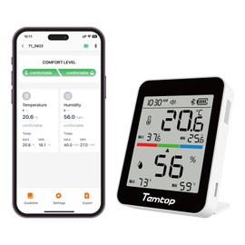 Temtop Indoor Thermometer and Hygrometer Digital Humidity Meter with Max/Min Records Temperature Gauge with App and Notification Alerts, Data Export for Babyroom,Baby Nursery,Bedroom,Greenhouse (T1)