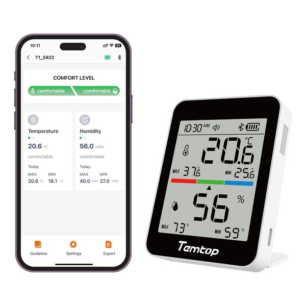 Temtop Indoor Thermometer and Hygrometer Digital Humidity Meter with Max/Min