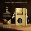 6-in-1 Cigar Torch Lighter, with Straight&V Cigar Cutter, 2 Cigar