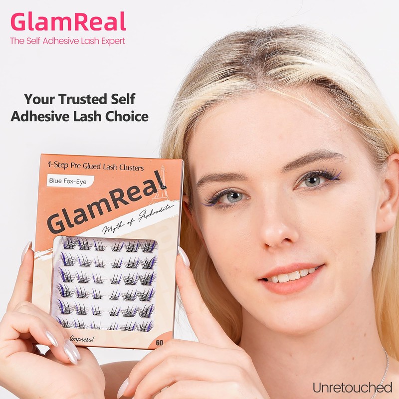 GlamReal Fox Eye Blue Lashes Self Adhesive Left & Right