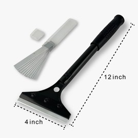ALLGET ProScraper with 10pcs 4-inch Blades - Multi-Purpose Blade Scraper for Paint Removal, Wallpaper Stripping, Glass and Tile Adhesive Removal (12 inch length), Black