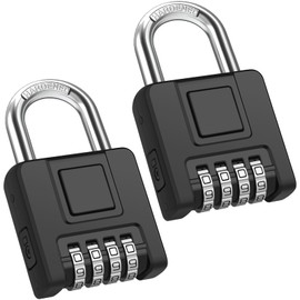 [Hardened] Large Outdoor Combination Lock, Diyife Heavy Duty Weatherproof Padlock, 4 Digit, Resettable for Outdoor Use, for School, Tools, Fences, Gates, Black