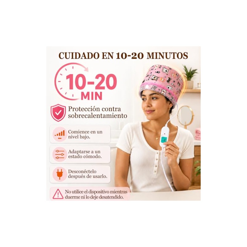 Gorro Térmico Eléctrico para Cabello, Gorro de Vapor para el
